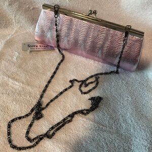 Super Star Pink wave Clutch Evening Bag w/ Chain Strap Formal